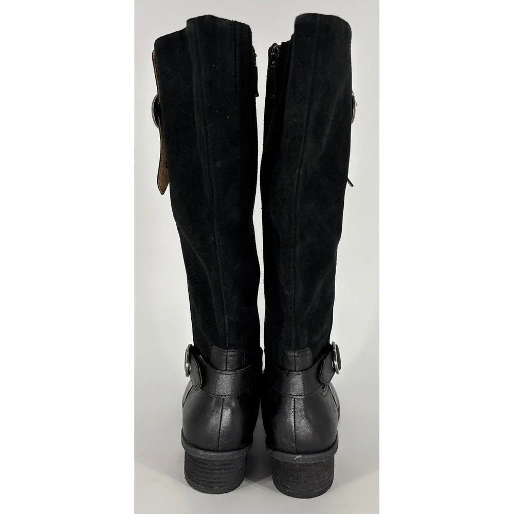 Dansko Dawn Waterproof Tall Boots Black Women Size 41 Leather Suede Buckle
